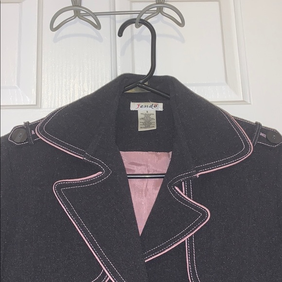 Jendo women’s blazer - charcoal grey / pink - Picture 3 of 9